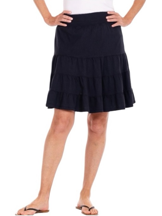fresh produce Dresses & Skirts - Fresh Produce Cotton Tiered Ruffle Skirt S Black Pull On Boho Beach Coastal